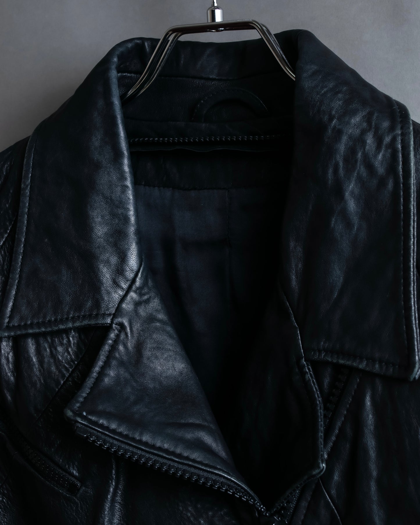 "Acne" Beautiful shape genuine leather double riders jacket