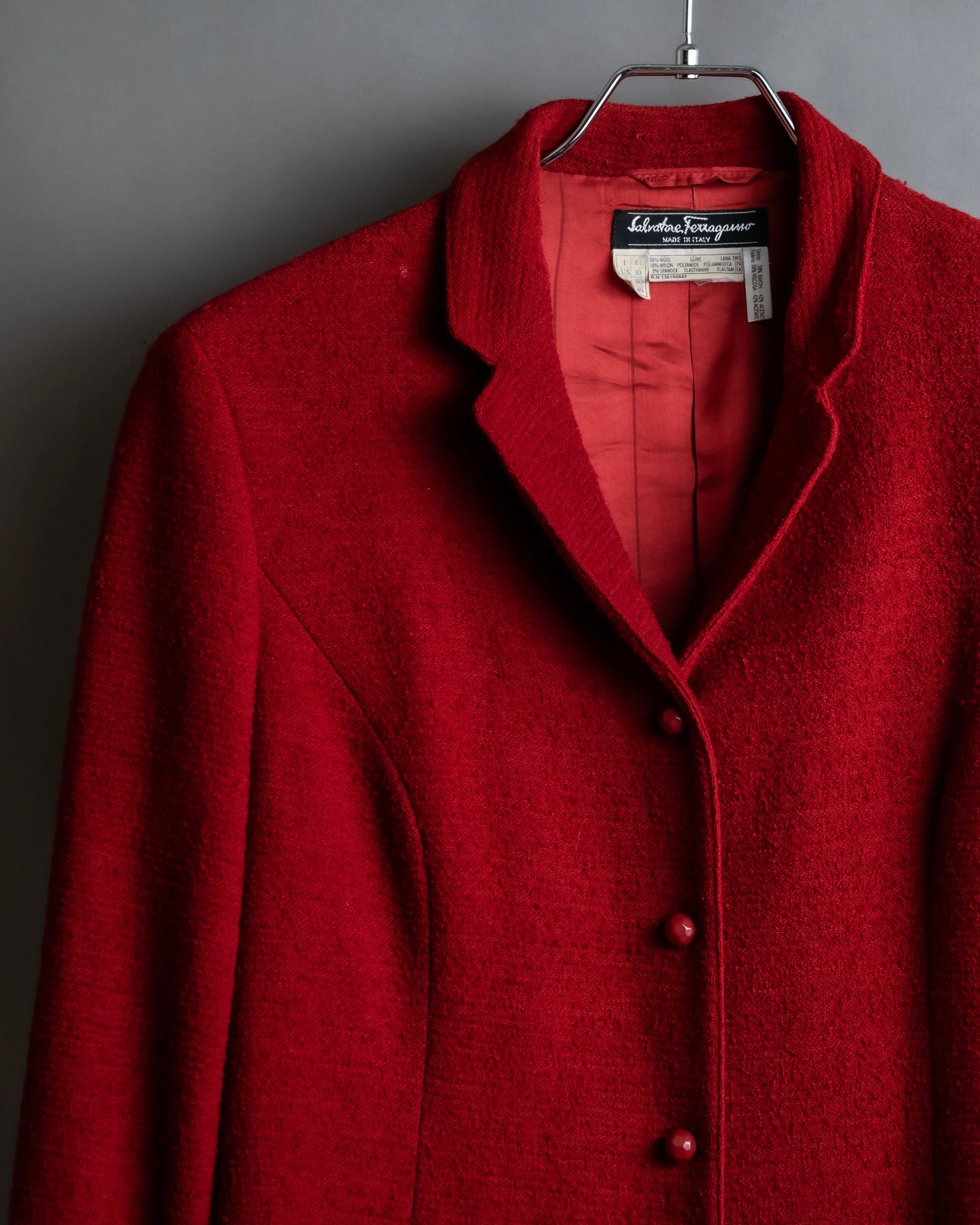 "Salvatore Ferragamo" Vivid red color wool mix tailored jacket