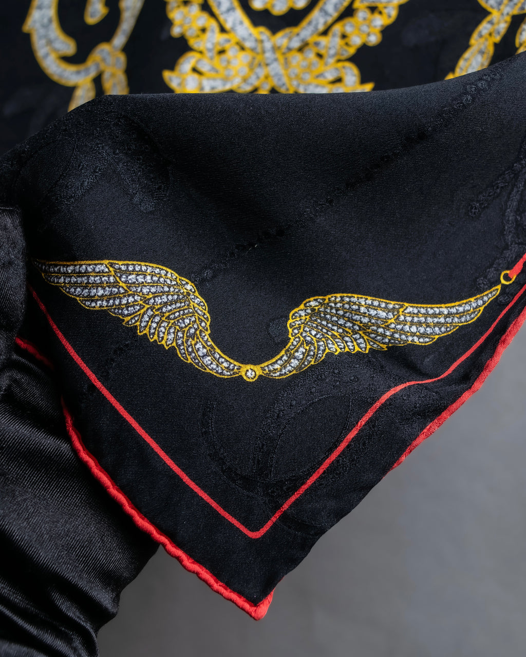 "Cartier" Gemstone brooch motif silk square scarf