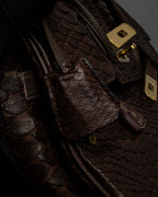 "Vintage turnlock design python leather bag"
