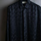 "Saint Laurent Paris" Geometric pattern fly front silk shirt