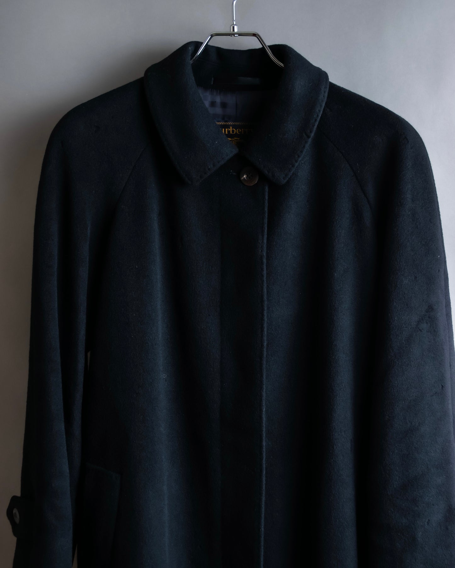 "BURBERRYS" Fly front cashmere blend soutien collar long coat