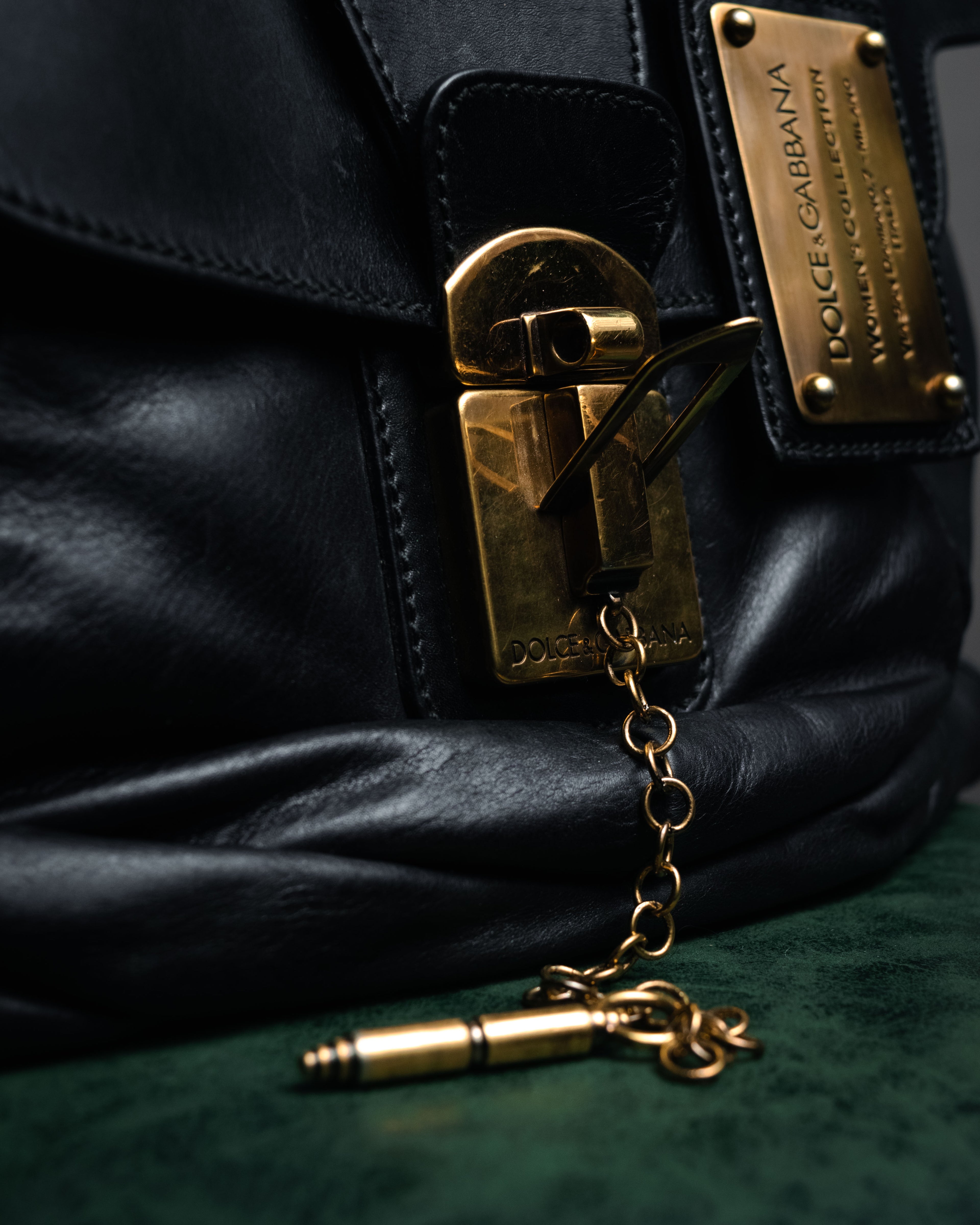 –SPECIAL– “DOLCE & GABBANA” 00’s-10’s Miss orient padlock leather satchel