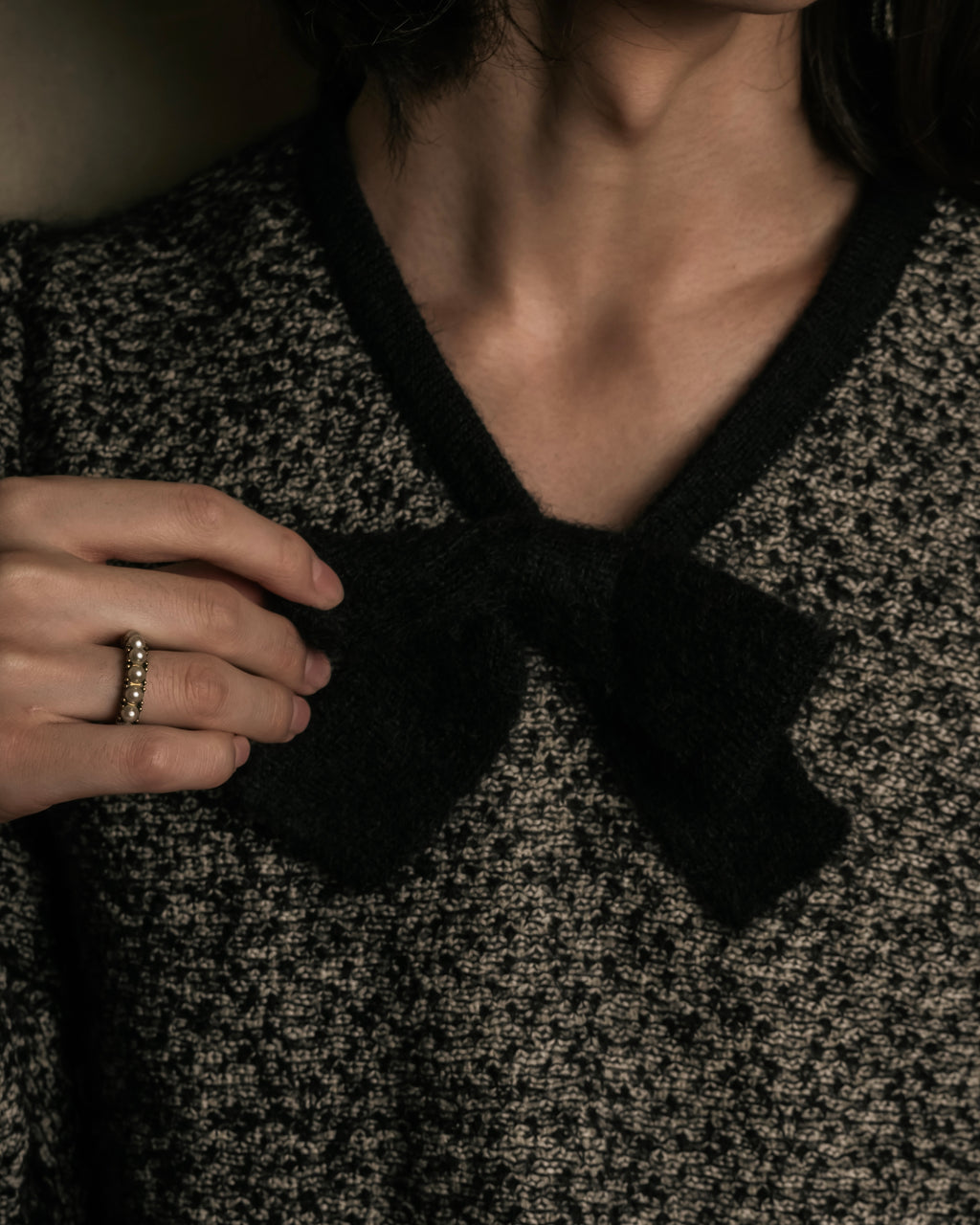 "Christian Dior PRETA PORTER"
Ribbon design mixed yarn knit pullover