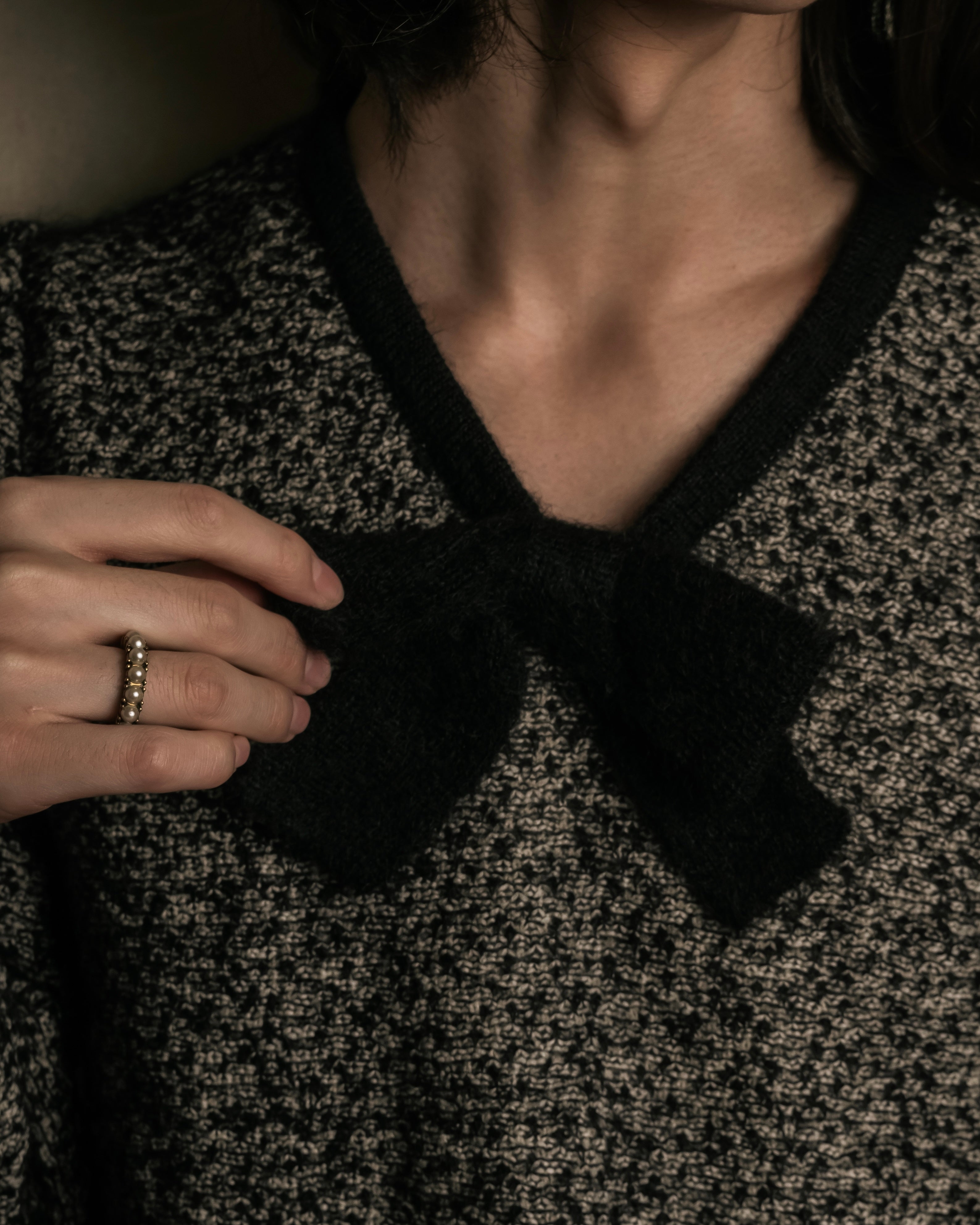 "Christian Dior PRETA PORTER"
Ribbon design mixed yarn knit pullover