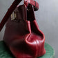 "BVLGARI" Marble motif burgundy color leather shoulder bag