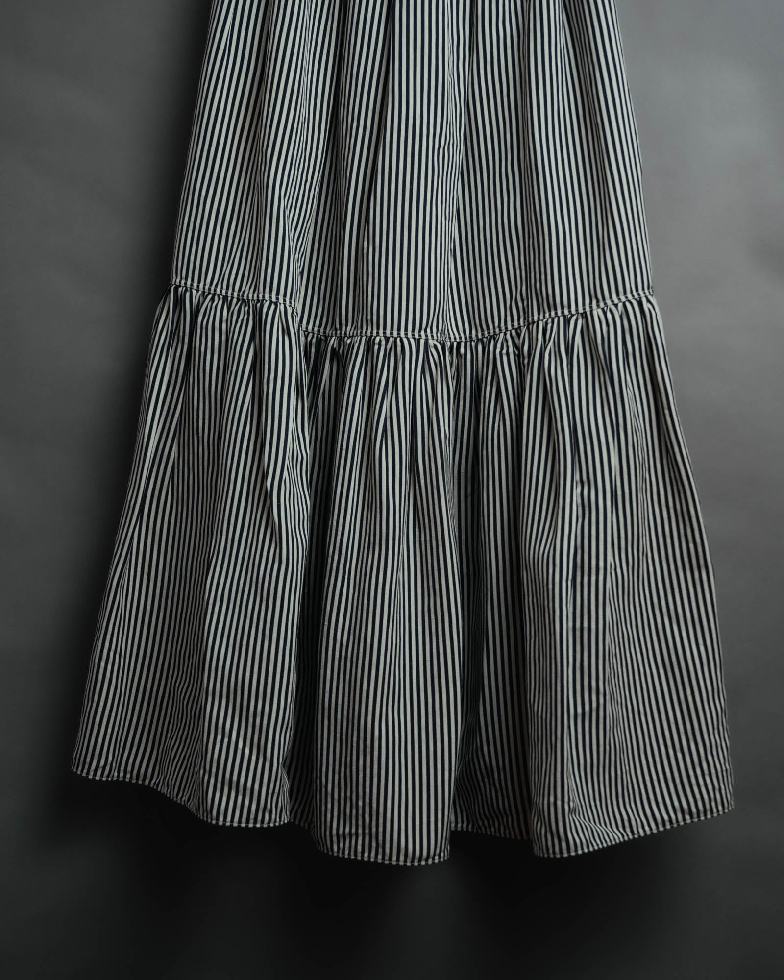 -SPECIAL- “Christian Dior” 2021 cruise striped linen silk tiered skirt