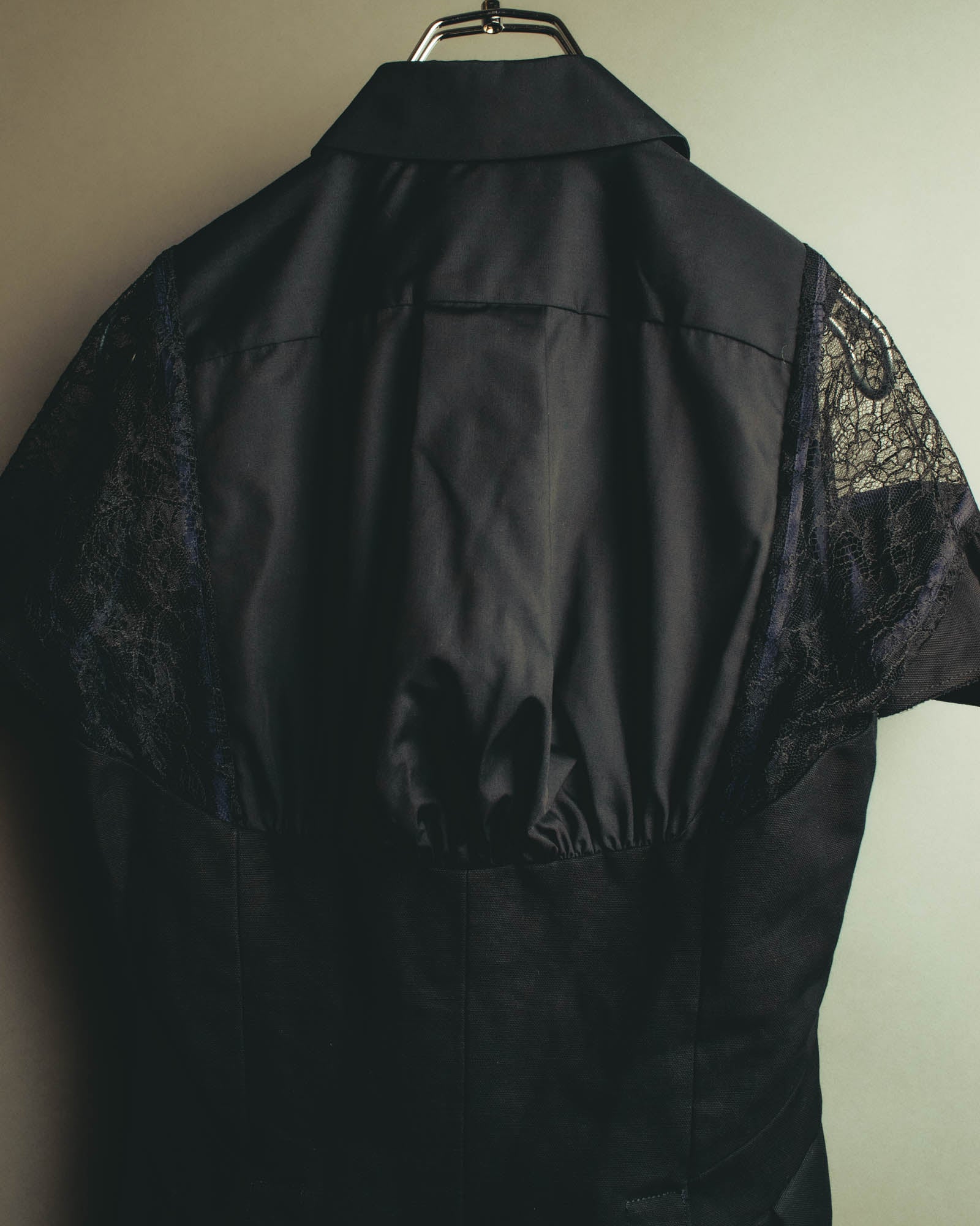 "sacai" 10's Layered lace-panel shirt blouse