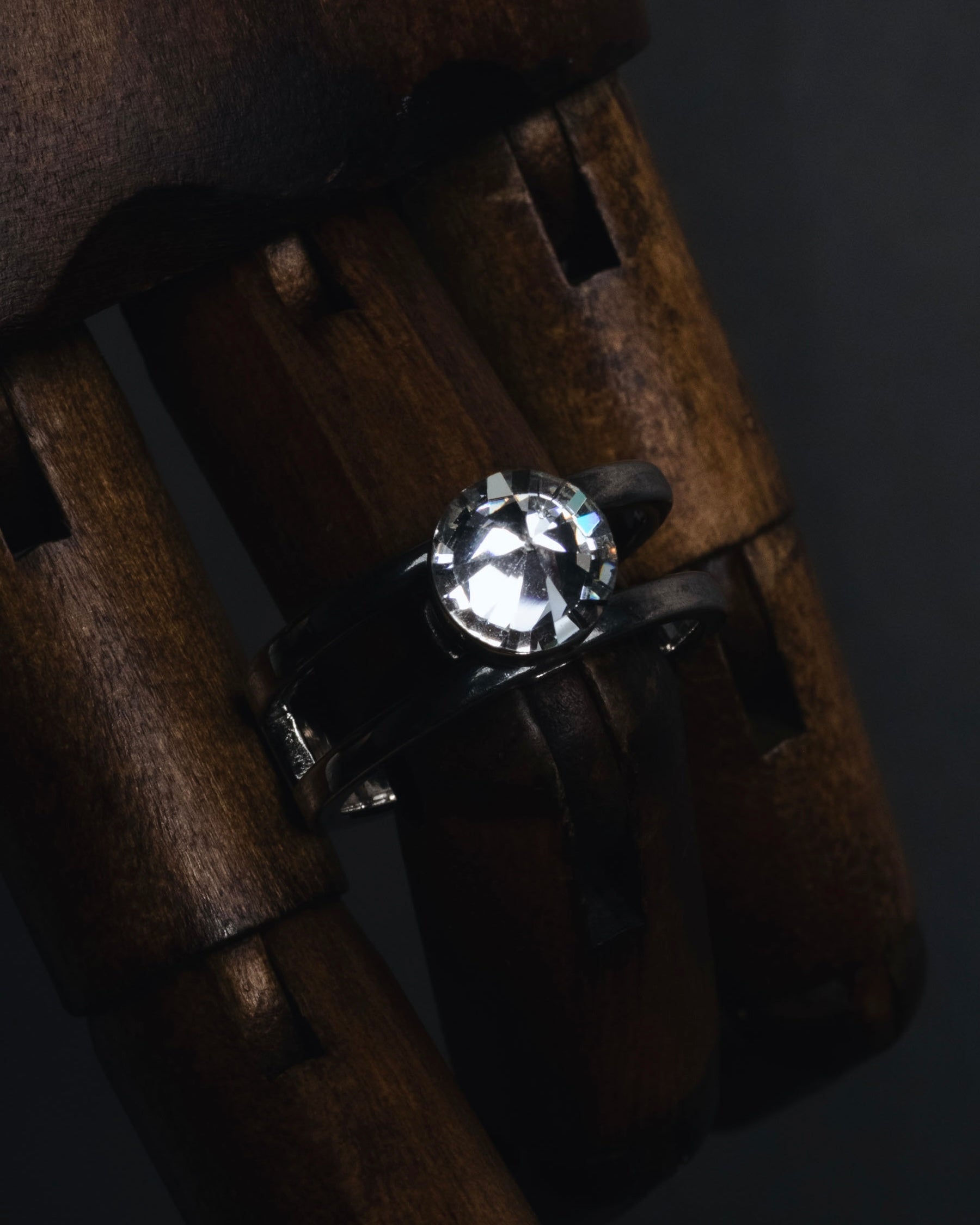 "Christian Dior" 00’s industrial solitaire crystal signet ring