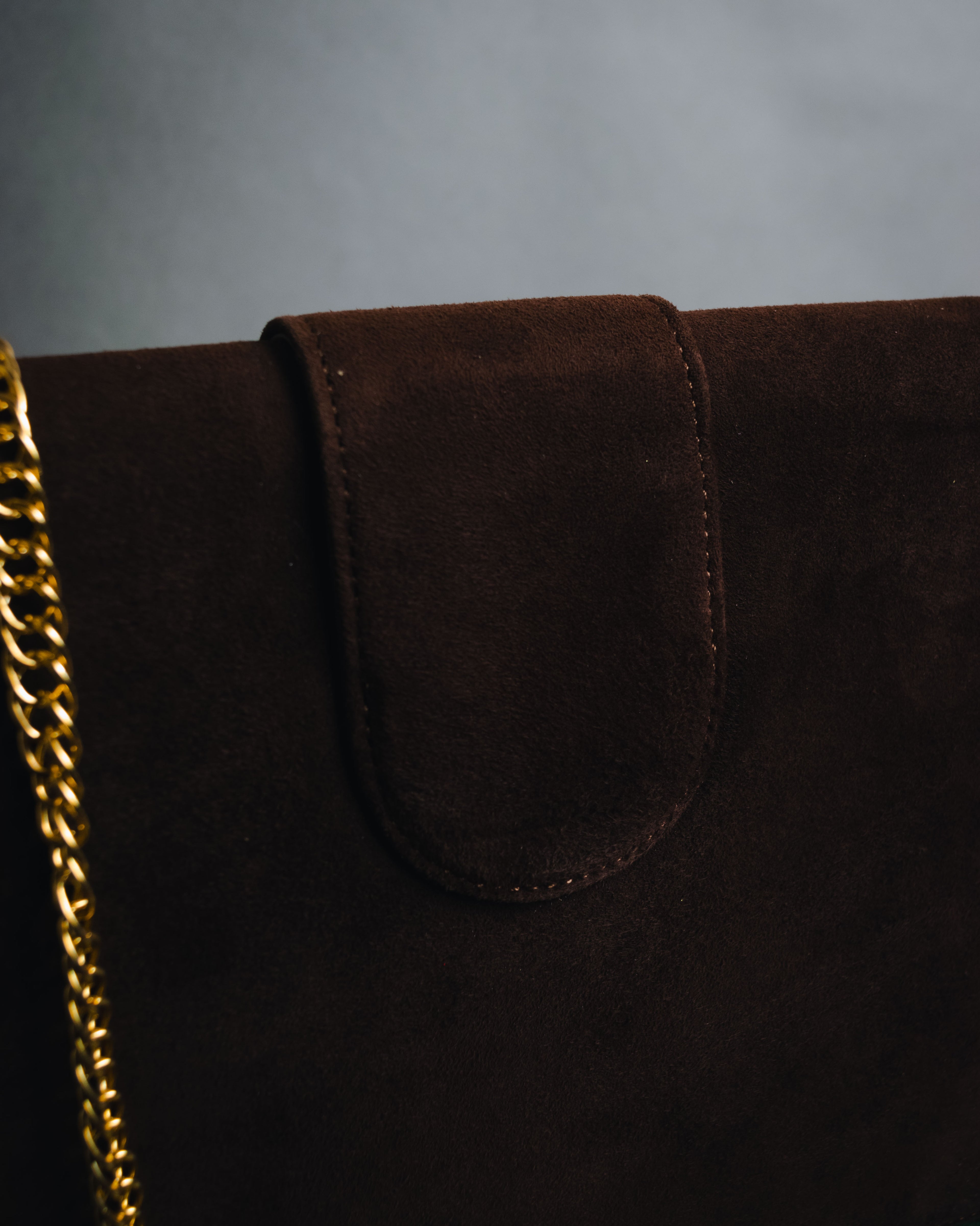 "Yves Saint Laurent" 80’s-90’s Concho suede chain shoulder bag