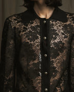 "VALENTINO MISS V" Late 80s botanical lace polo shirt