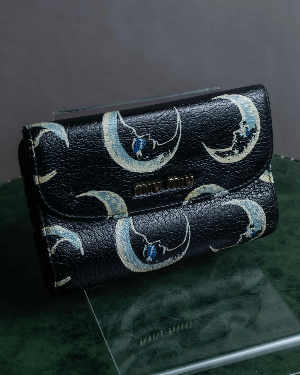 "MIU MIU" Crescent moon print compact wallet