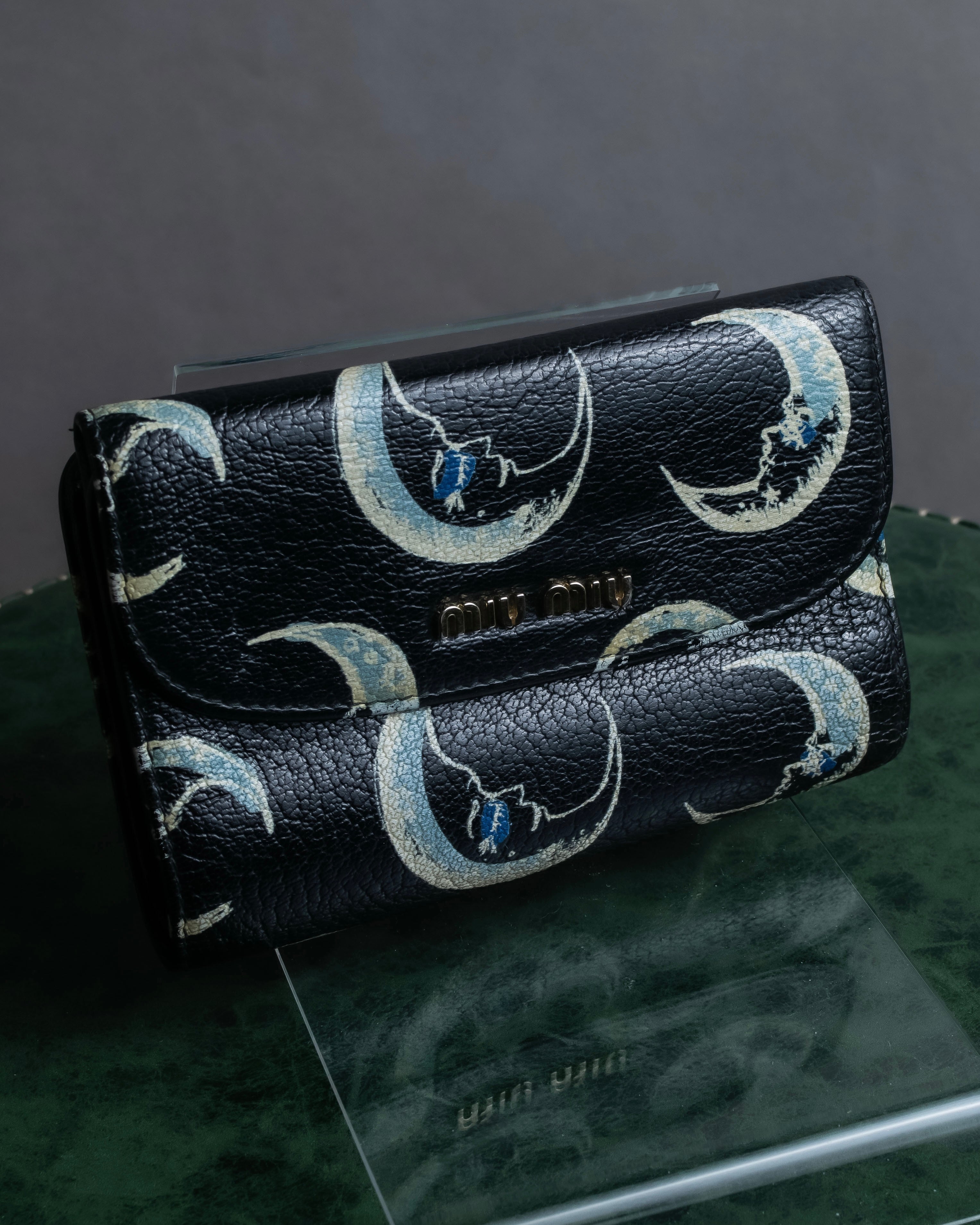 "MIU MIU" Crescent moon print compact wallet