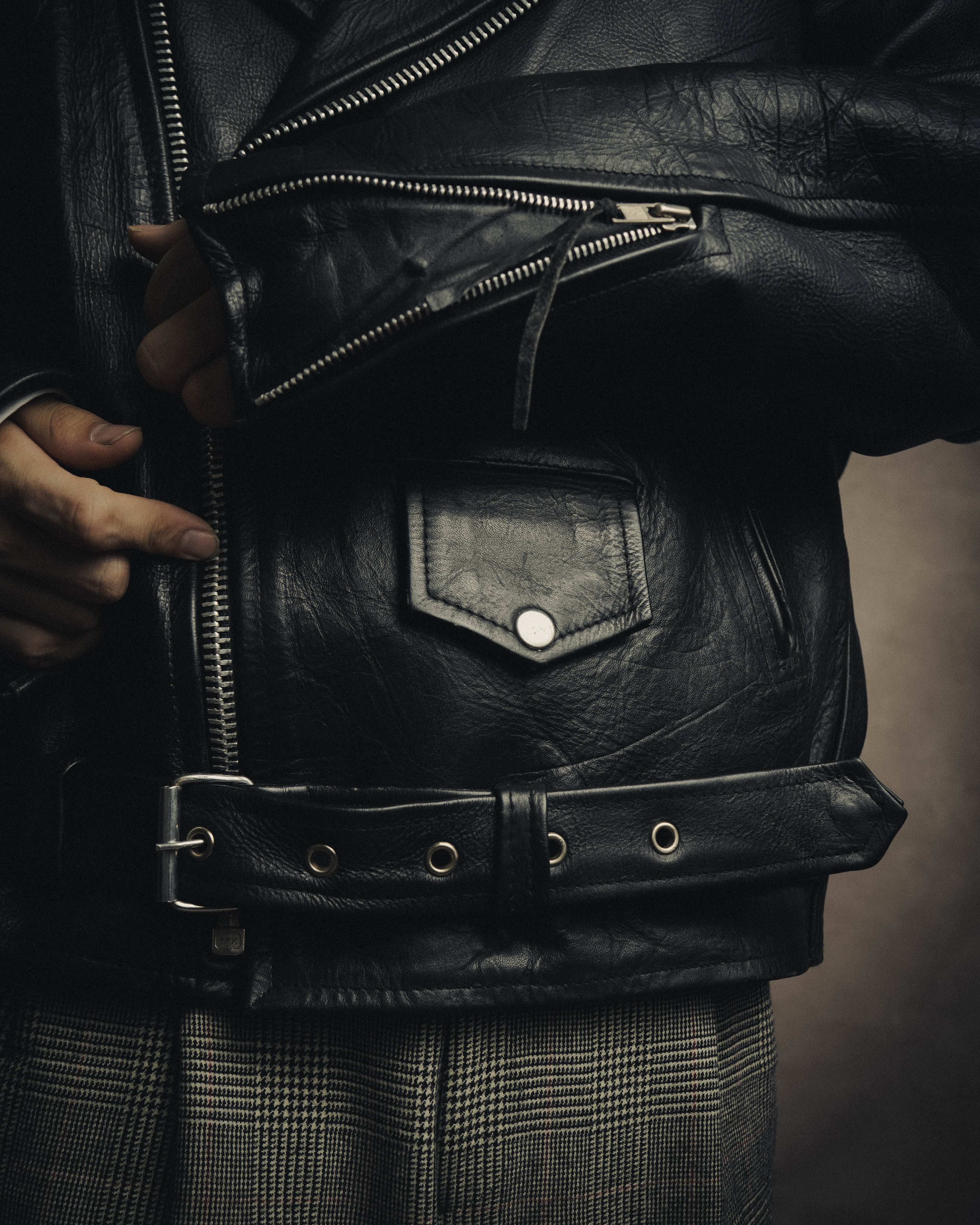 -MOOD MILLÉSIMES- 80’s-90’s heavy-grain double riders jacket
