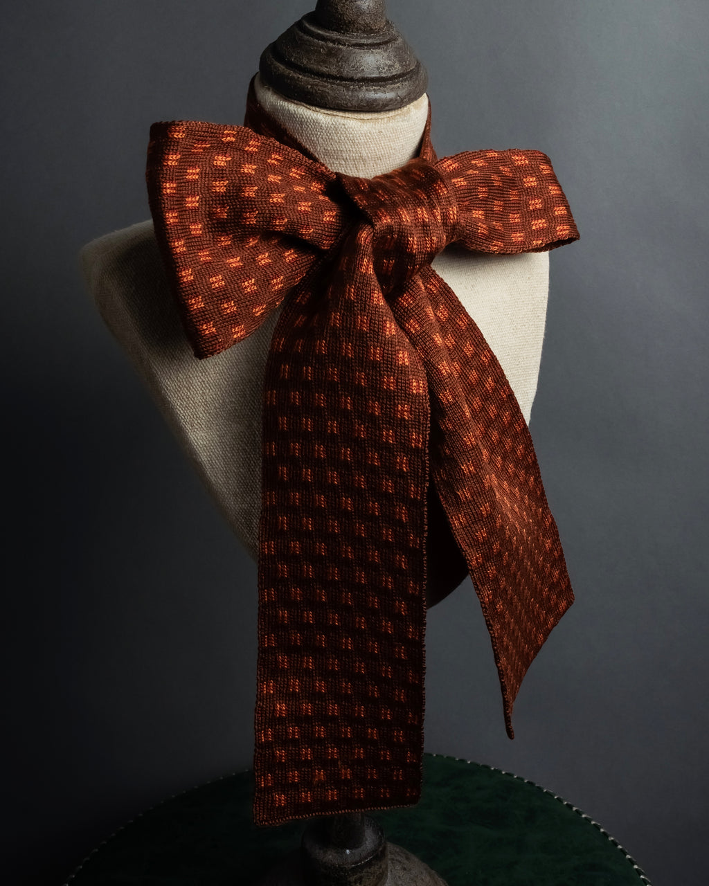 "HERMES" Mosaic dot knit silk neck tie