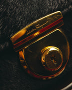 -SPECIAL- “Salvatore Ferragamo“ 90's-00's Gancini pony hair and leather dual-way boston bag