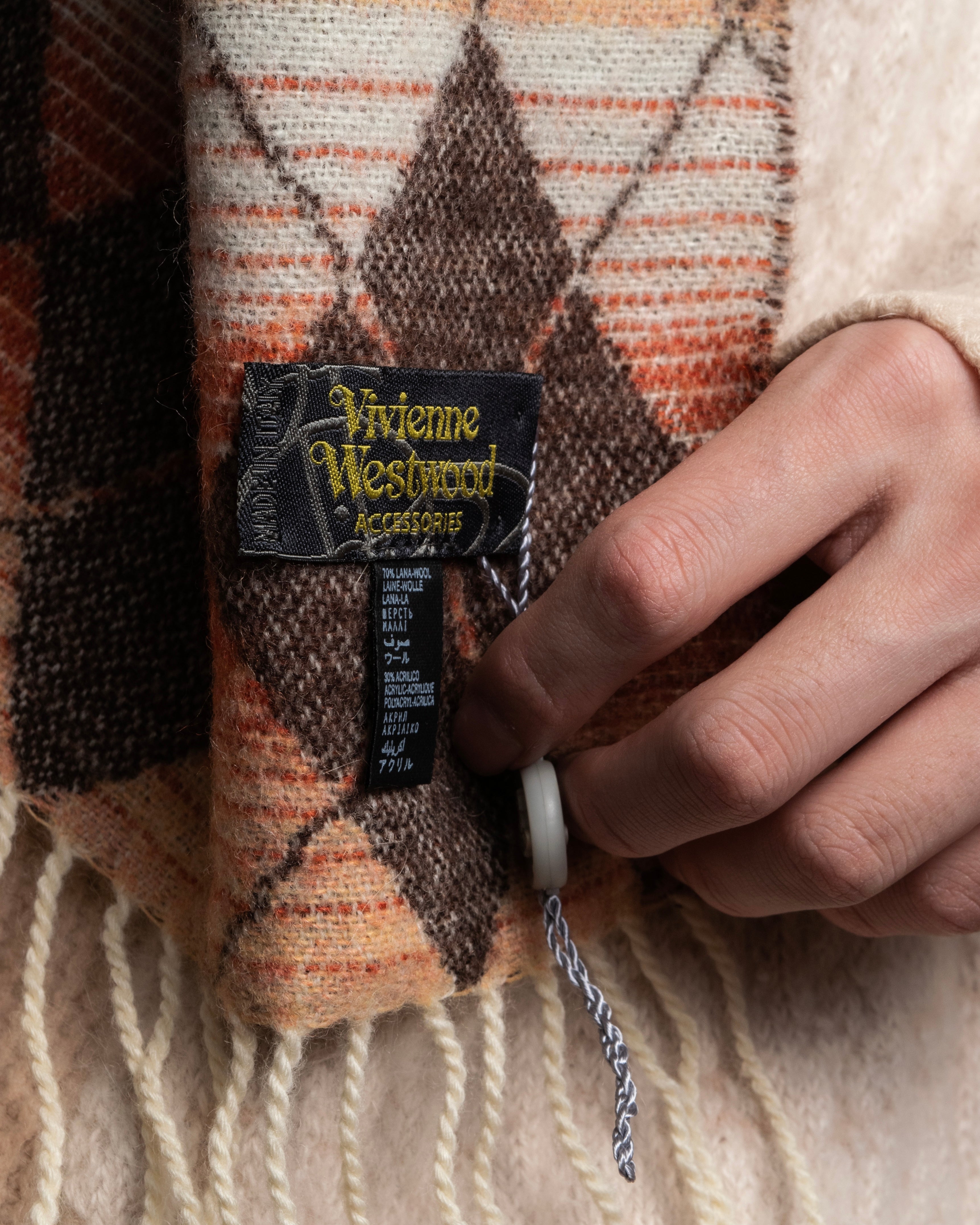 "Vivienne Westwood" Orb & argyle pattern long muffler