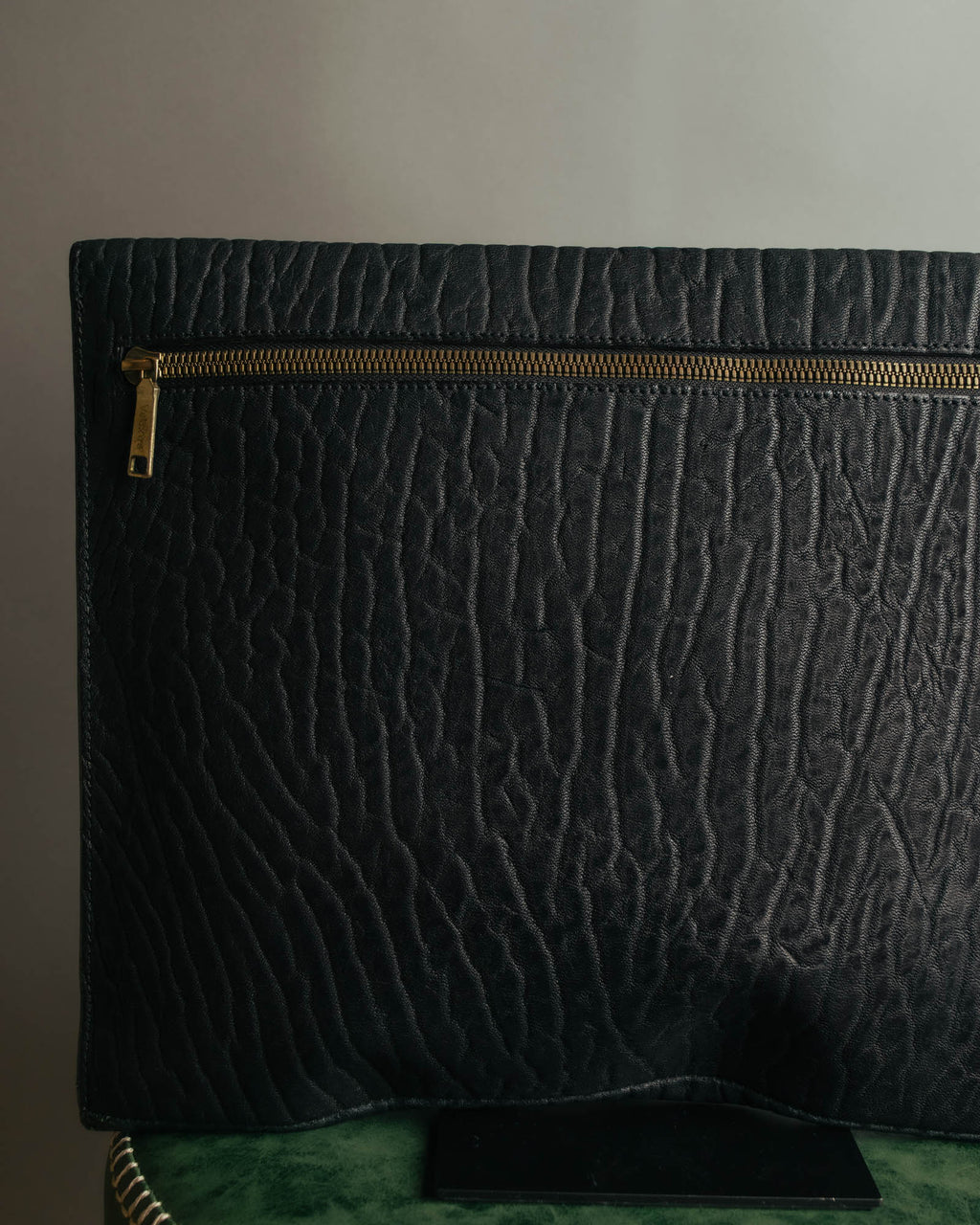 "Valextra" 80's-90's embossed leather document portfolio clutch