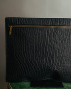 "Valextra" 80's-90's embossed leather document portfolio clutch