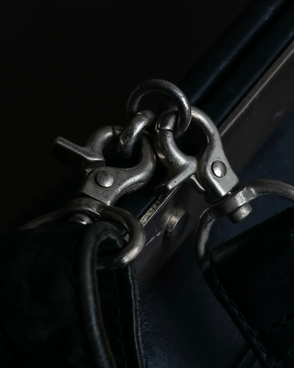 "JEAN PAUL GAULTIER" Logo engraved clasp frame 2way leather bag