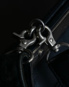 "JEAN PAUL GAULTIER" Logo engraved clasp frame 2way leather bag