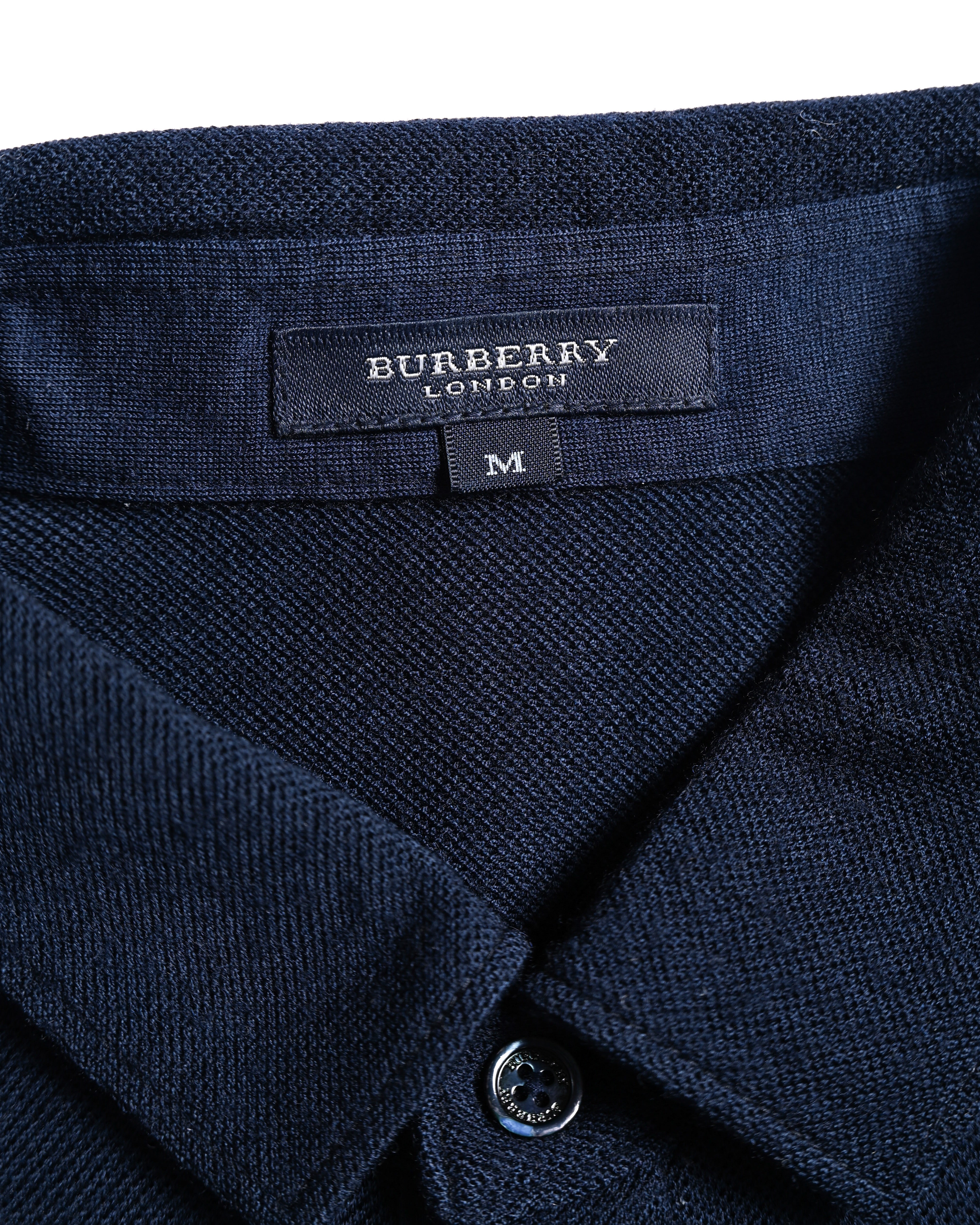 BURBERRY (バーバリー) - 長袖 ニットポロシャツ - ネイビー - Mサイズ