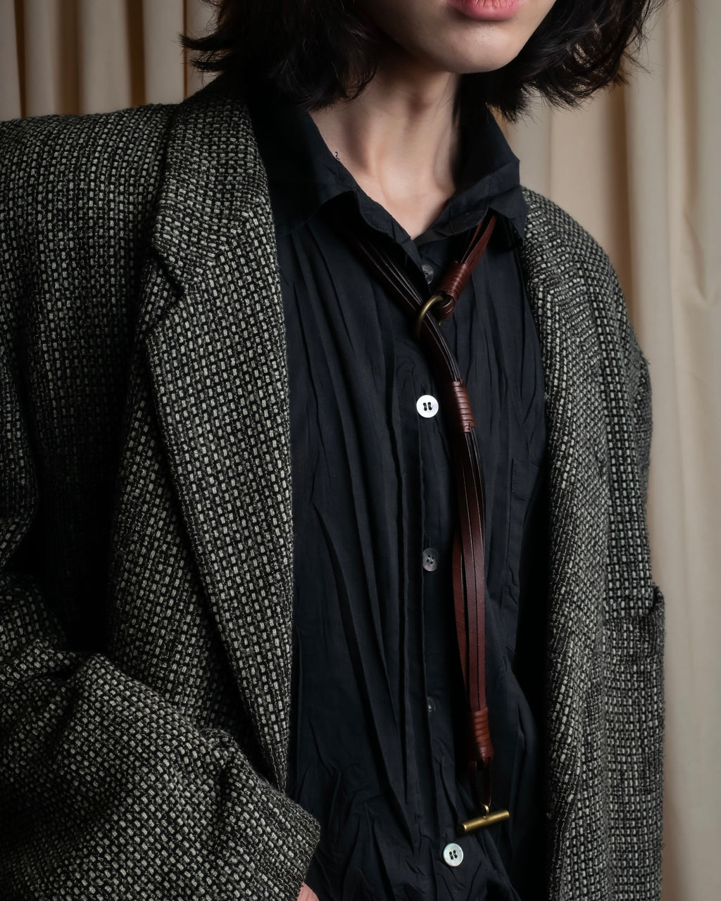 "CELINE" Bundled wrap leather layered belt