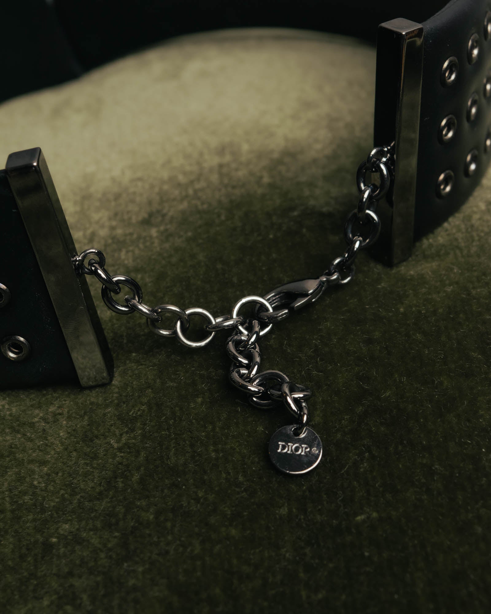 –SPECIAL– "Christian Dior" Late 2000s-2020s Eyelet leather choker necklace