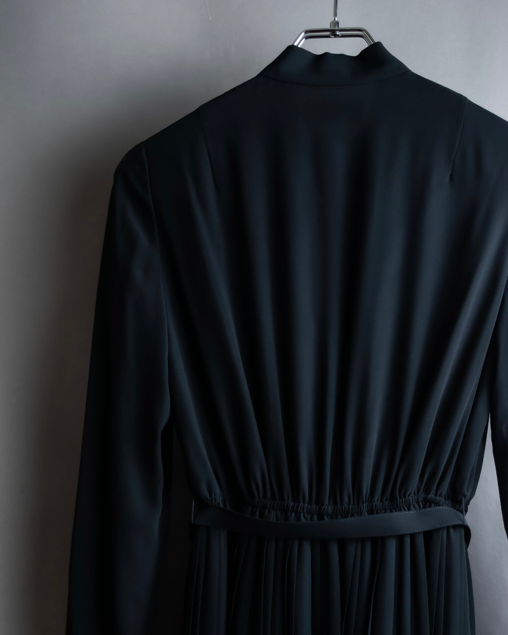 "SOANA" Bowtie belted design long black dress