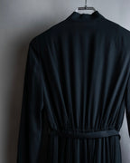 "SOANA" Bowtie belted design long black dress