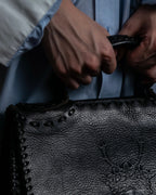 "FENDI" Hand stitched design leather hand bag