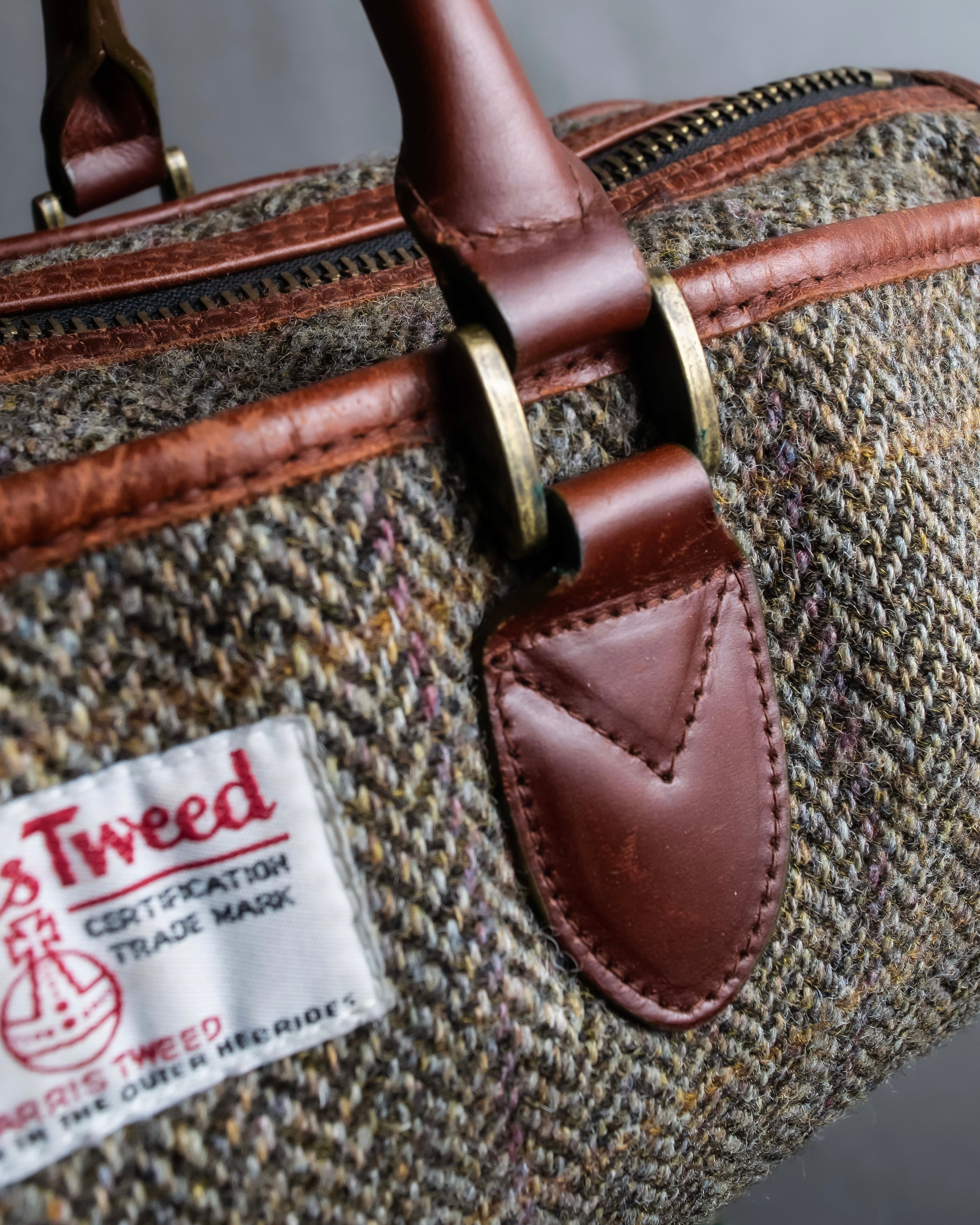 "Harris Tweed" Herringbone wave boston bag
