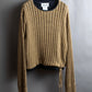 "MAISON MARGIELA" Ribbed drawcord cotton linen knit pullover