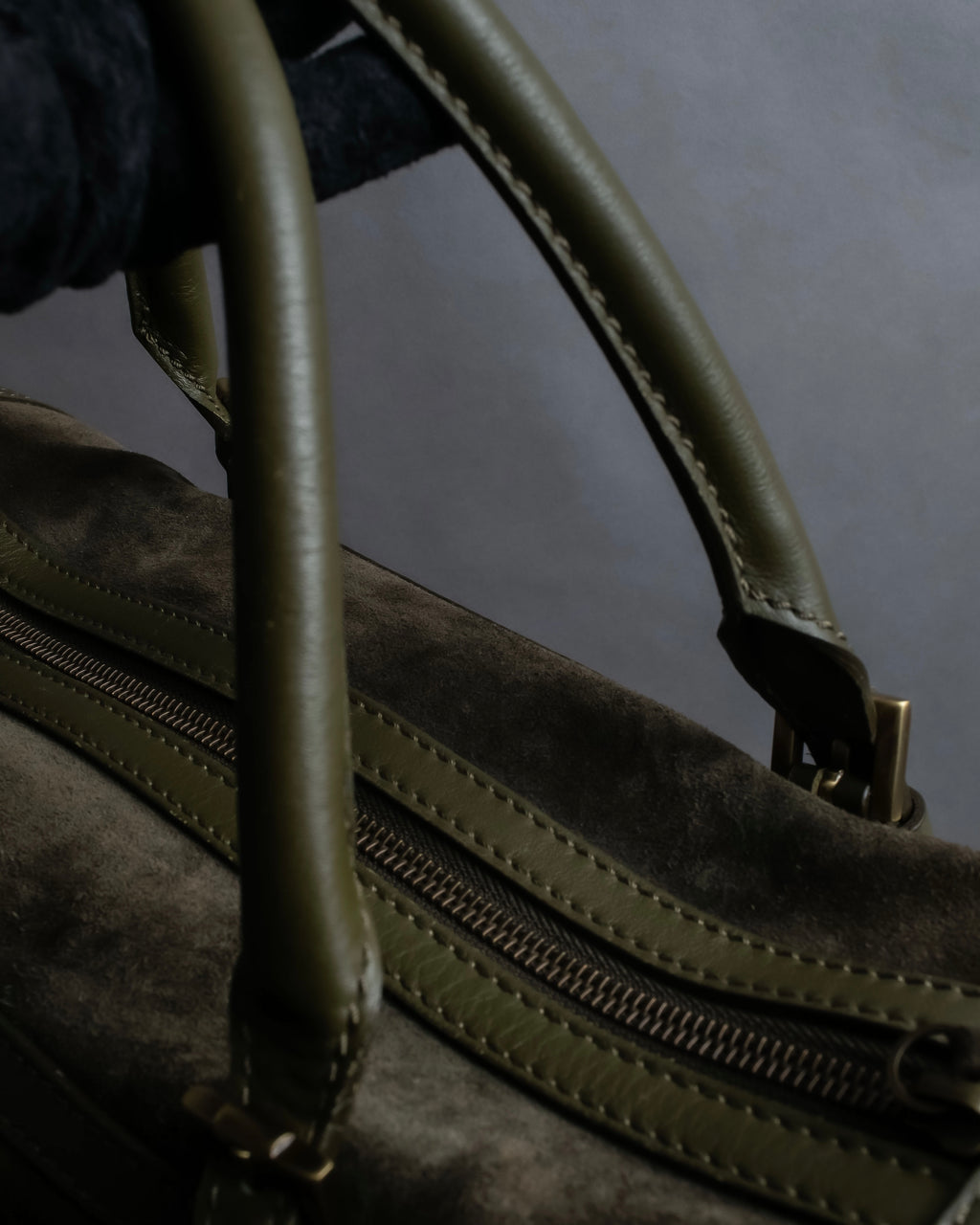 "BURBERRY" Olive green fringe design boston bag