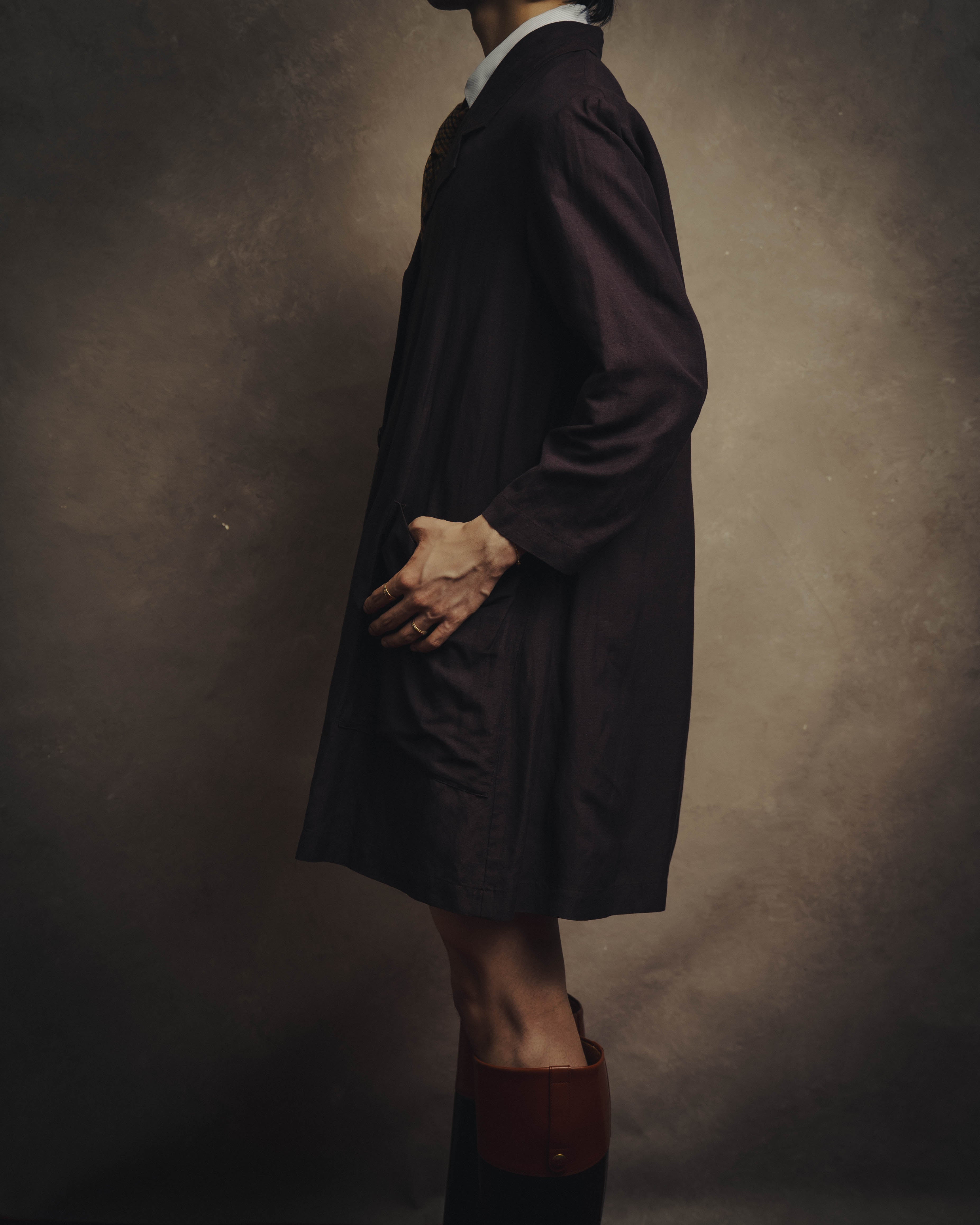 -SPECIAL- “DRIES VAN NOTEN” 90’s–00’s Rayon linen tailored long jacket and shorts set up