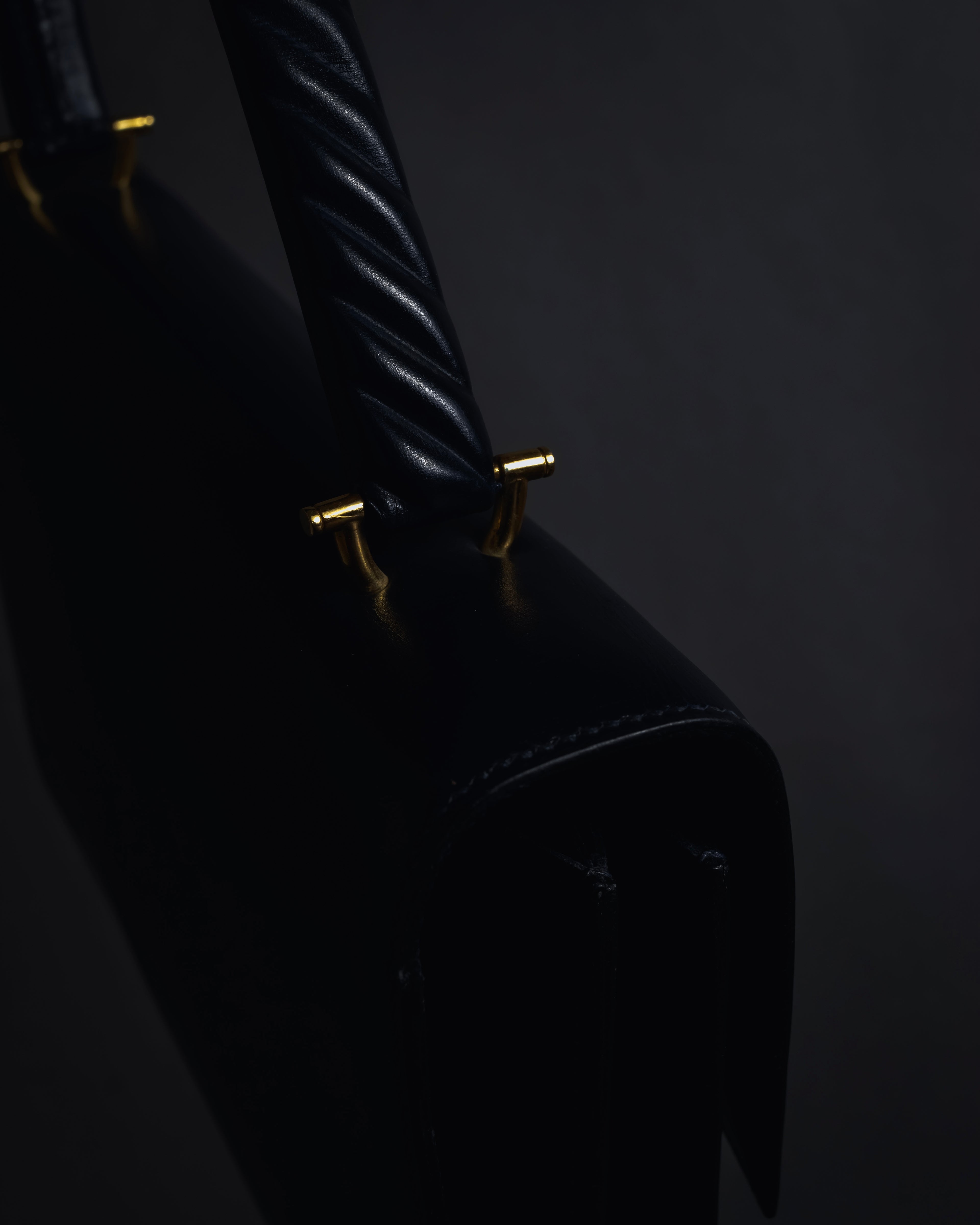 -SPECIAL- "HERMES" 60’s early sandrine box dark blue calf bit bag