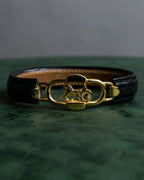 "CELINE" Horse-drawn carriage motif buckle leather bracelet