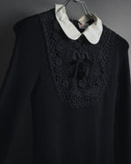 "RED VALENTINO" Lace bib knit tunic dress