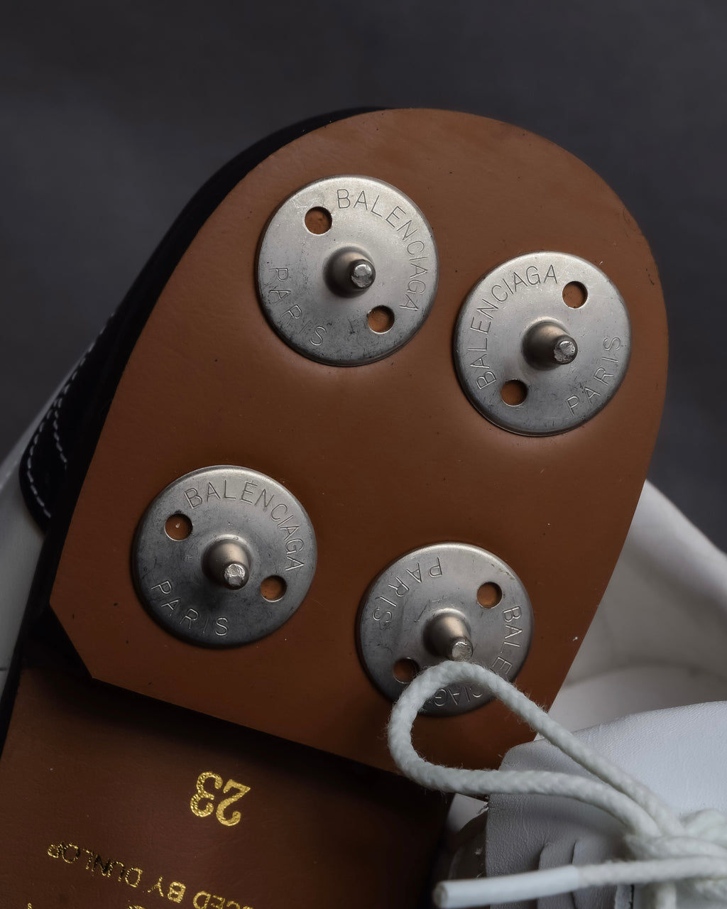 "BALENCIAGA" Two-tone fringe design leather golf shoes