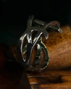 "Saint Laurent" YSL typography motif silver ring