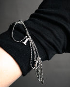 "Christian Dior" 00’s pavé letter charm multi chain bracelet