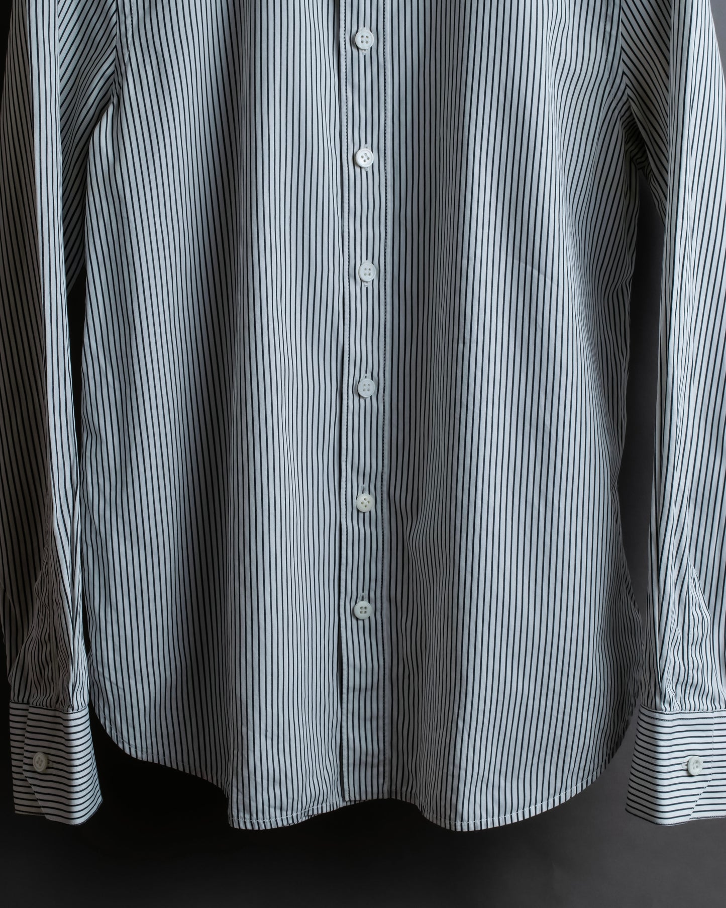 "YVES SAINT LAURENT" Fine pitch stripe pattern clerical design shirt