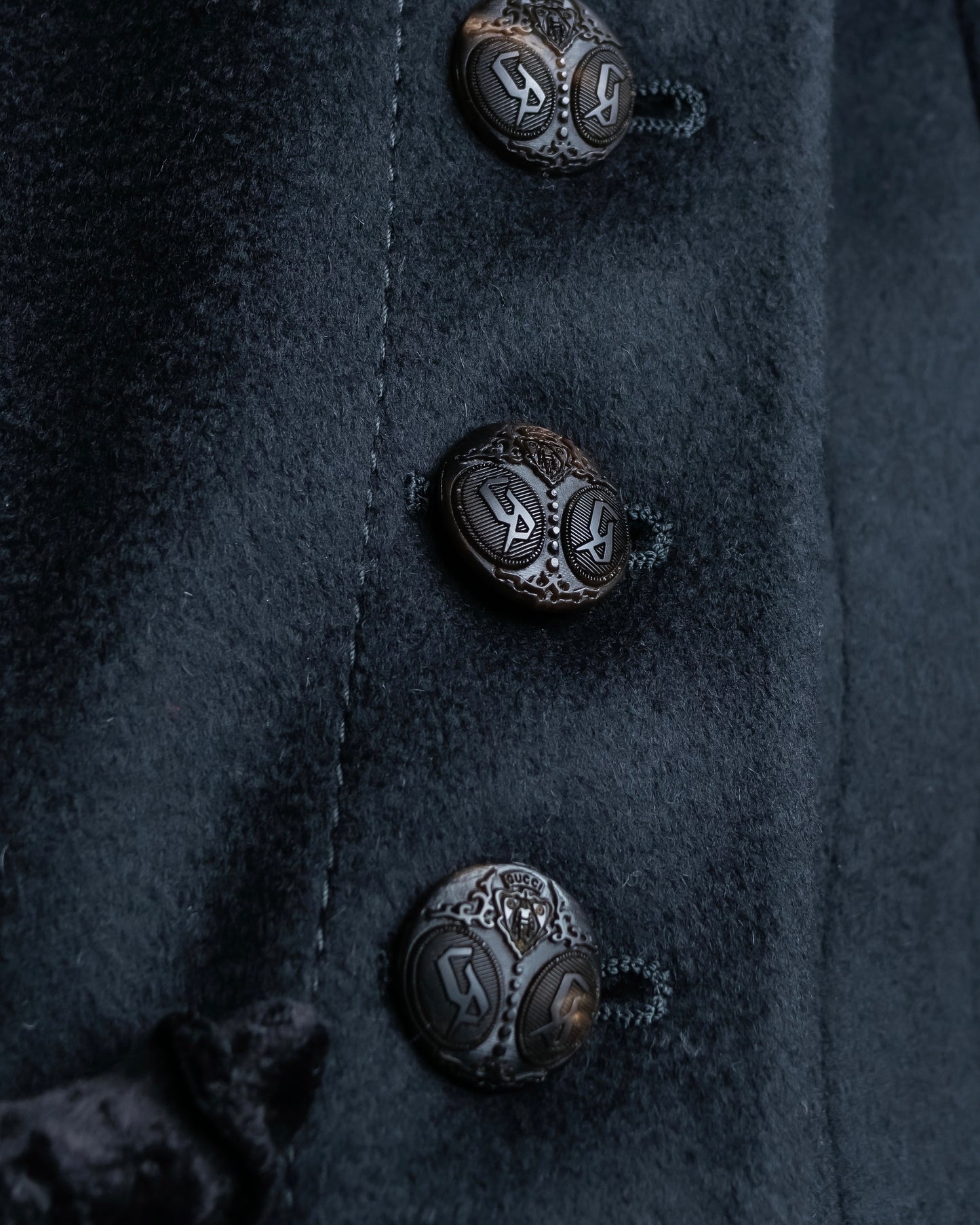 "GUCCI" Asymmetrical front detail high neck coat