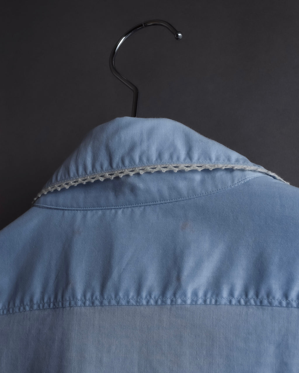 "GUCCI" Lace border design saxe blue shirt