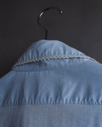 "GUCCI" Lace border design saxe blue shirt