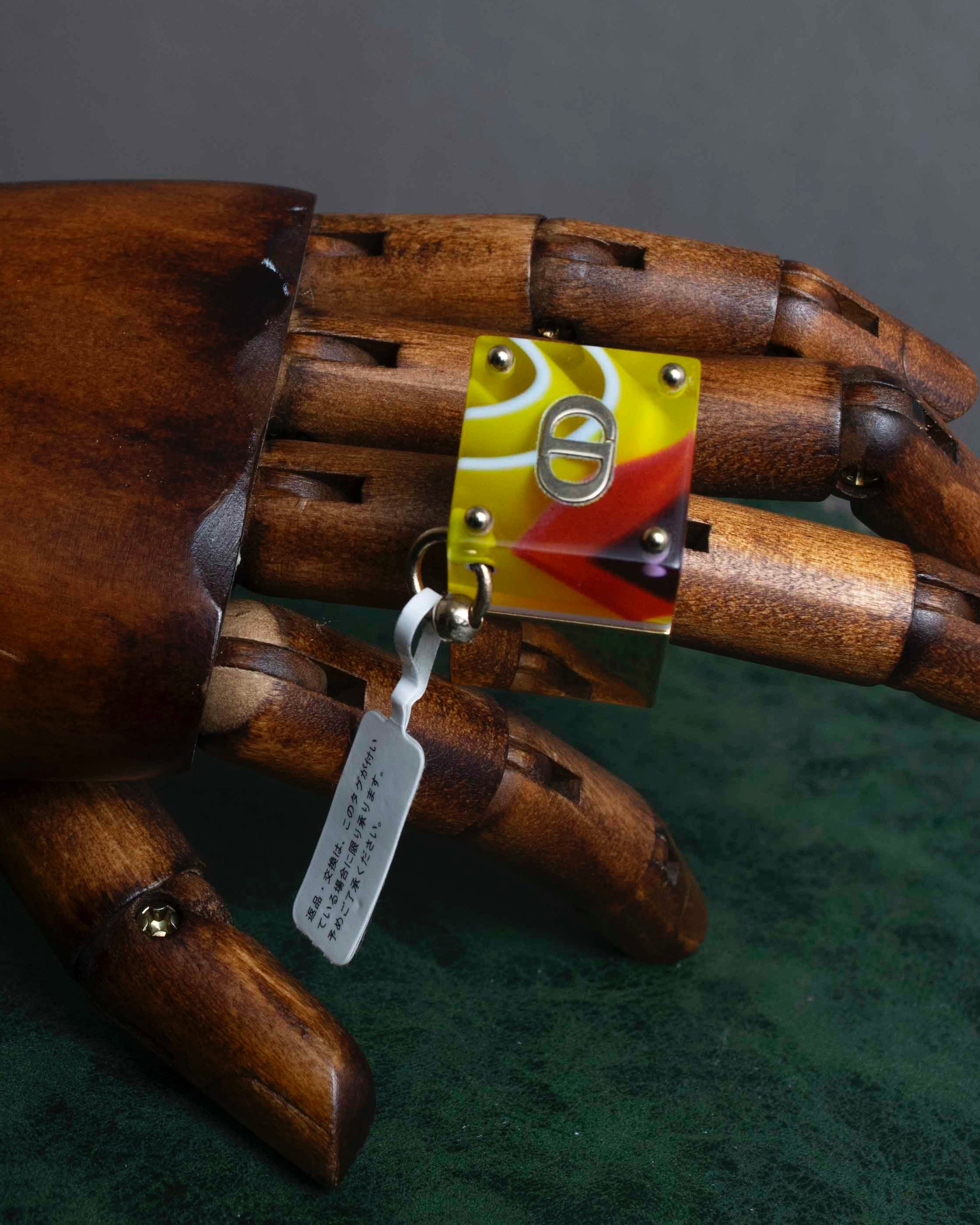 "Dior" Resin abstract pattern top gold ring