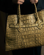 "MIU MIU" Belt strap design embossed leather hand bag