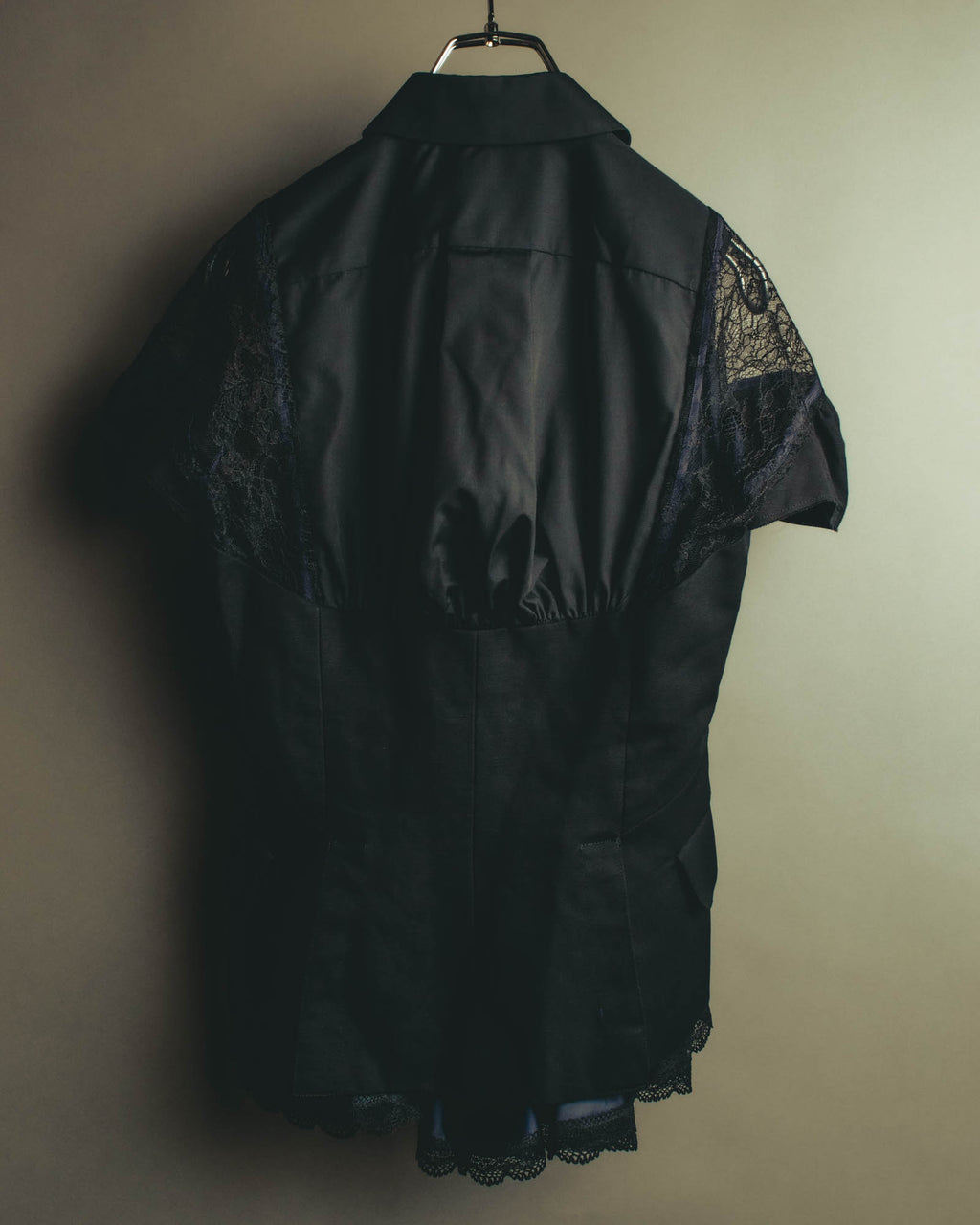 "sacai" 10's Layered lace-panel shirt blouse