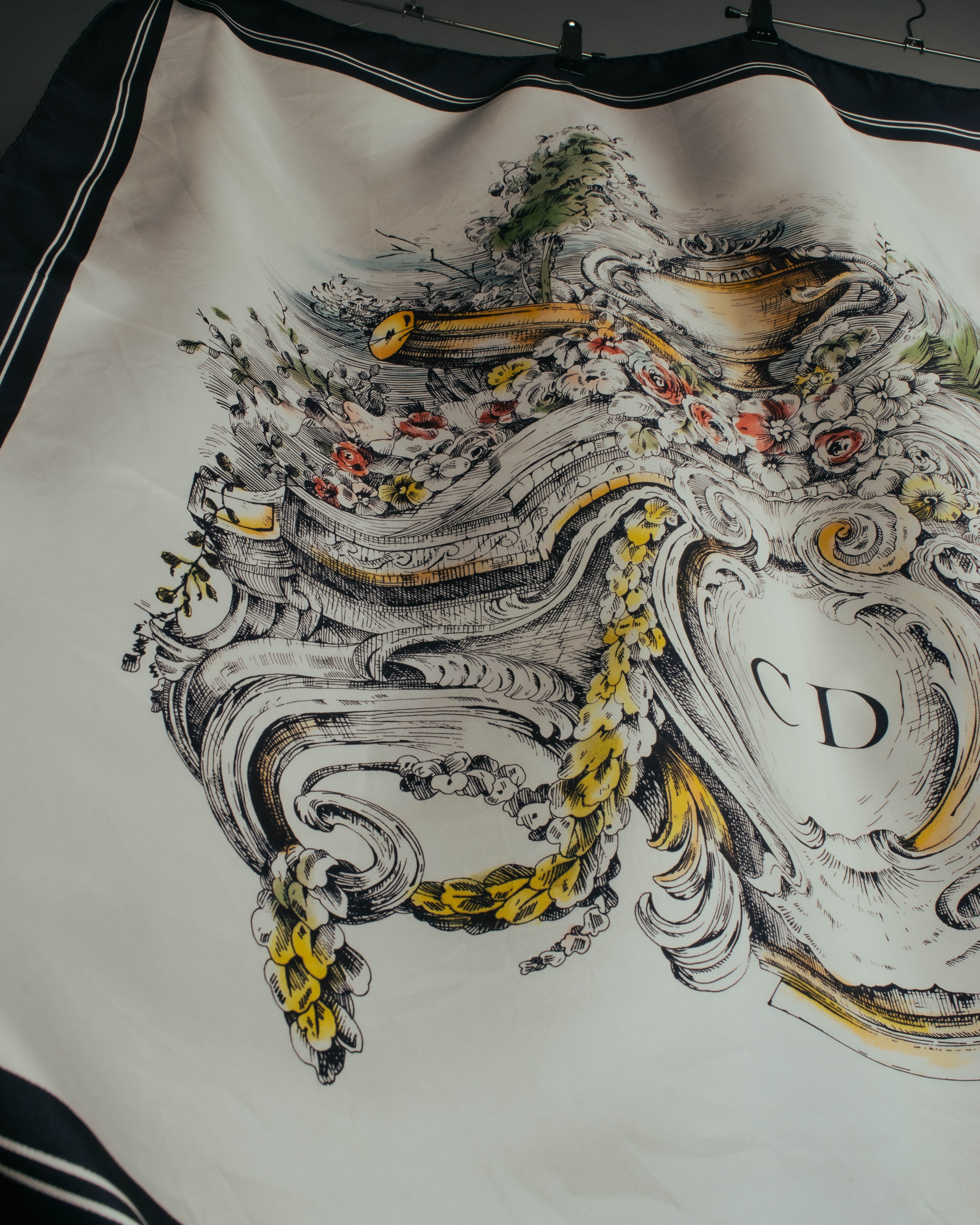 "Christian Dior" Vintage baroque print square scarf
