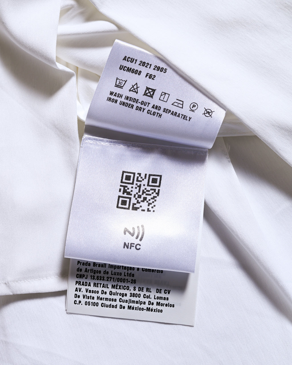 PRADA/ 2021 Thick Collar Oversized Dress Shirt White